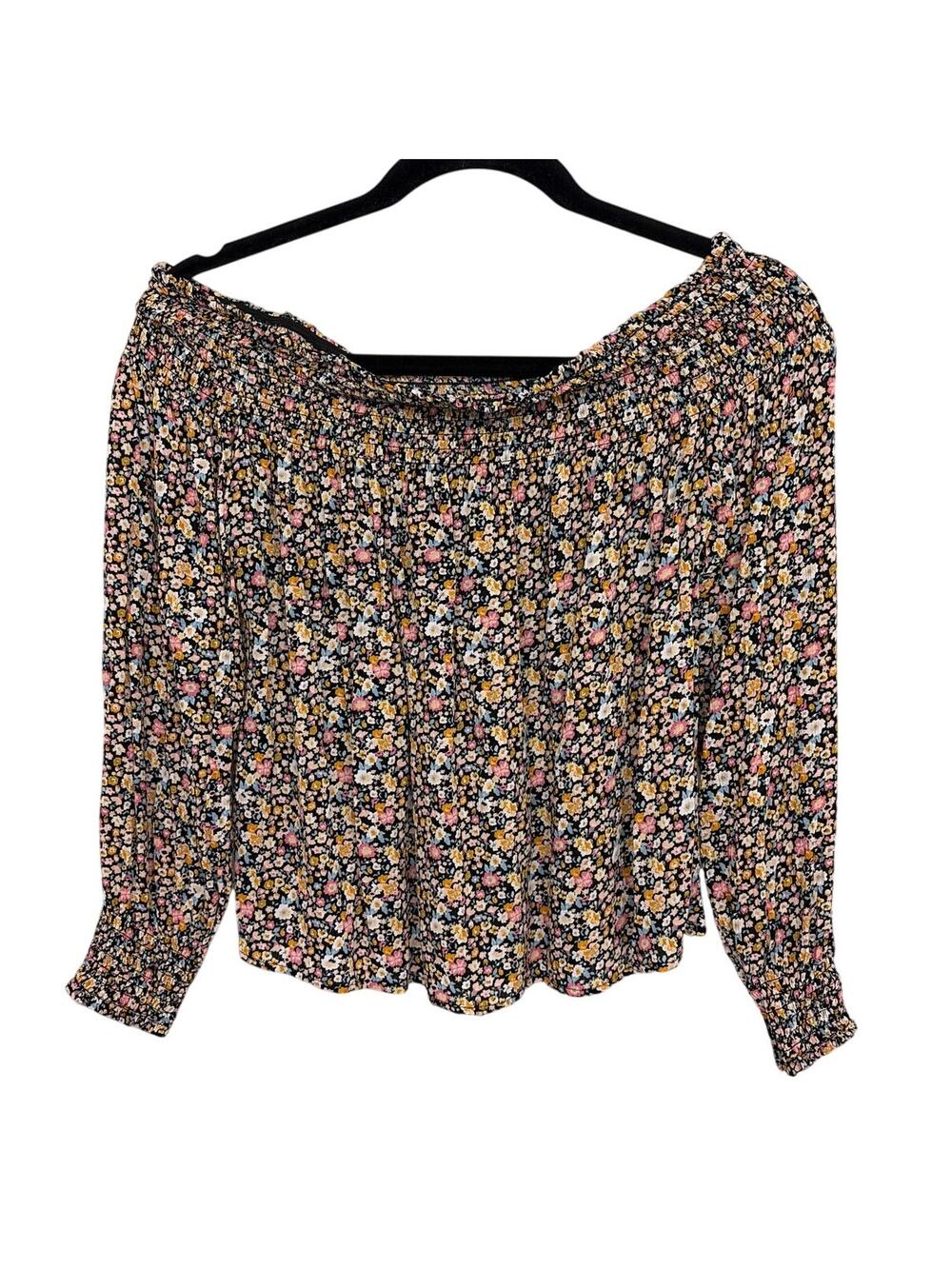 Rewind Cottagecore Prairie Ditsy Floral Coquette Cropped Semi Sheer Top M